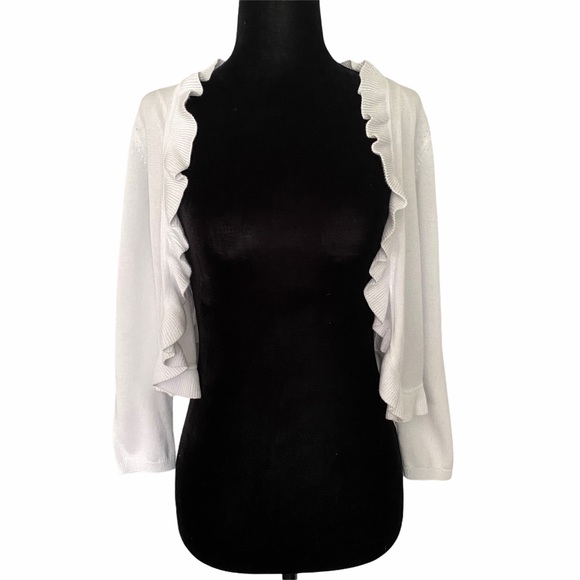 Talbots Sweaters - NWT White Lightweight Ruffled Cardigan